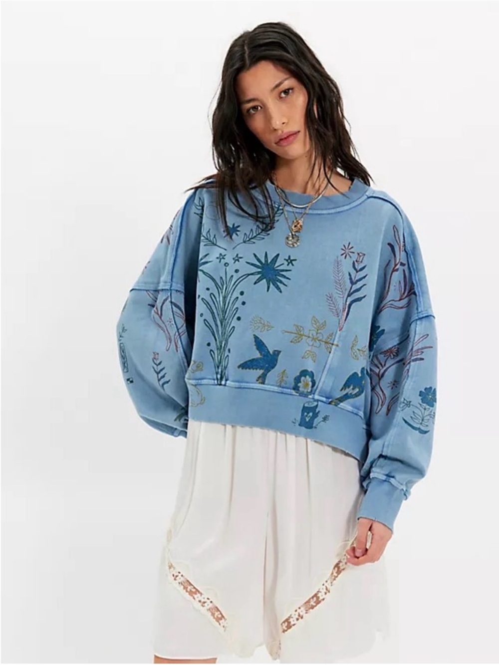 NWT Free People Gaia Sweatshirt in Folk Combo